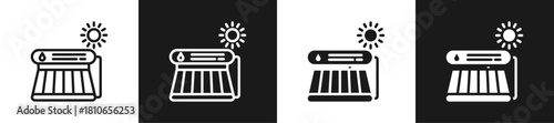 Solar Water Heater Graphic Icon Line And Glyph In White And Black Background