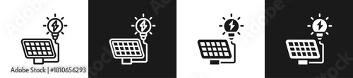 Solar Light Bulb Graphic Icon Line And Glyph In White And Black Background