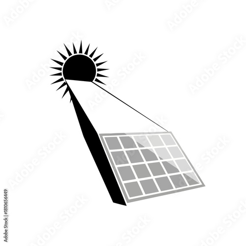 Illustration of a solar panel receiving sunlight isolated on, representing renewable energy and sustainable technology solutions