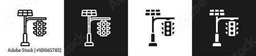 Solartraffic Light Graphic Icon Line And Glyph In White And Black Background