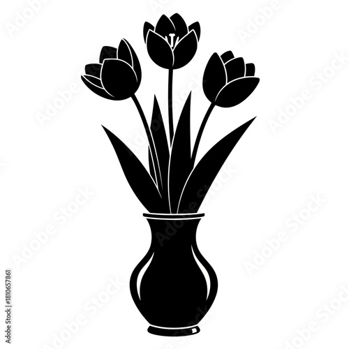 Elegant tulip arrangement in vase isolated on, showcasing the beauty of nature and floral design in a minimalist and stylish manner
