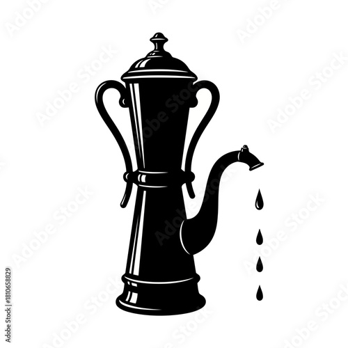 Antique coffee pot with a dripping spout isolated on is a timeless piece, perfect for adding a touch of vintage charm to any design