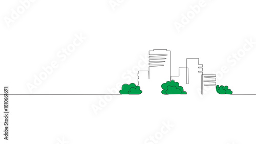 Single continuous line art of a city building under construction. Architecture house urban apartment cityscape landscape concept design one sketch outline drawing vector illustration art