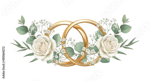 wedding rings and flowers