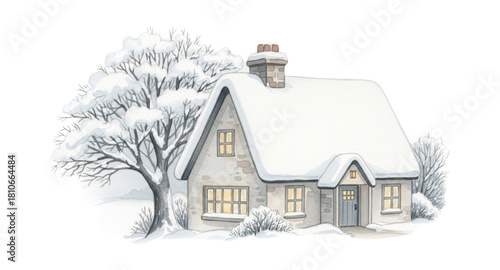 christmas house with snow