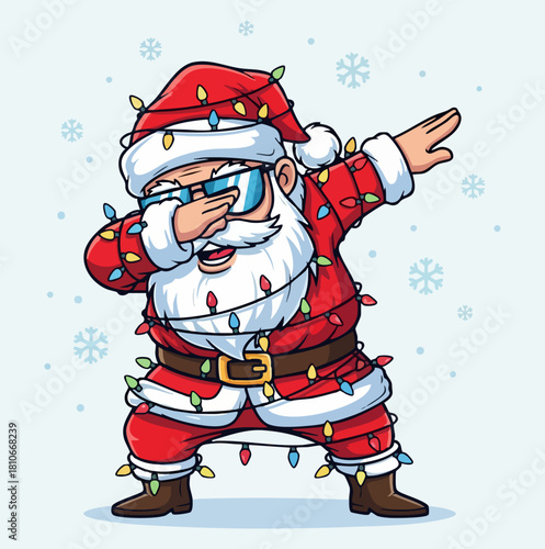 Santa Claus Dab Pose with Sunglasses Vector