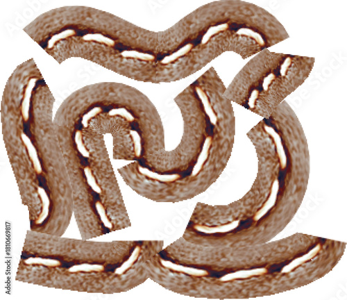 A delicious sweet chocolate dessert sign is isolated on a white background with a rusty metal texture