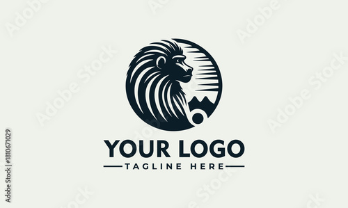 Vector logo illustration of a baboon in a circle shape, suitable for brand identity 4897