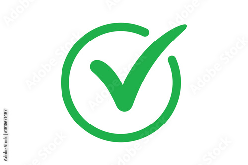 White right tick check mark icon vector on green circle over white background. flat style. tick icon for web site design, logo, app, UI design,