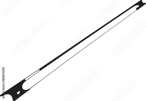 black silhouette of violin bow on white background, vector
