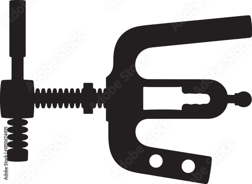 black silhouette of vise clamp on white background, vector