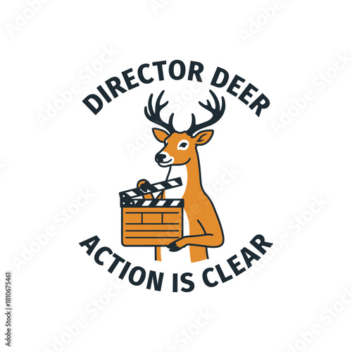 Director deer vector illustration with a clapperboard Cinema mascot character for movie production studio