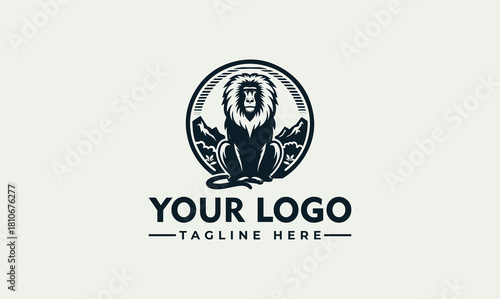 Majestic Baboon Primate Design within a Circular Emblem, a Powerful Animal Vector Logo Illustration for Branding