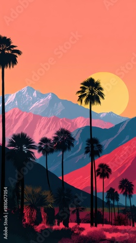 Sunset with beautiful mountain range 