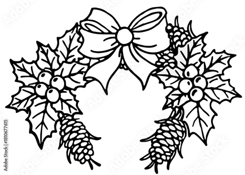 Vintage botanical engraving of a Christmas