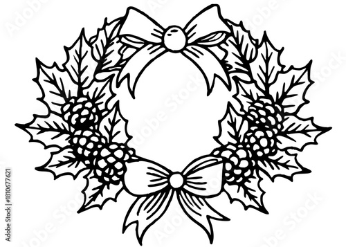 Vintage botanical engraving of a Christmas