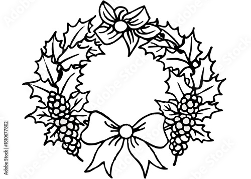 Vintage botanical engraving of a Christmas