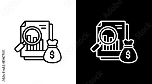 Financial Analysis White Icon Set Design