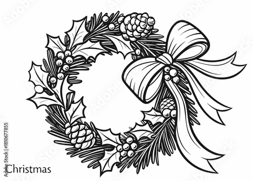 Vintage botanical engraving of a Christmas