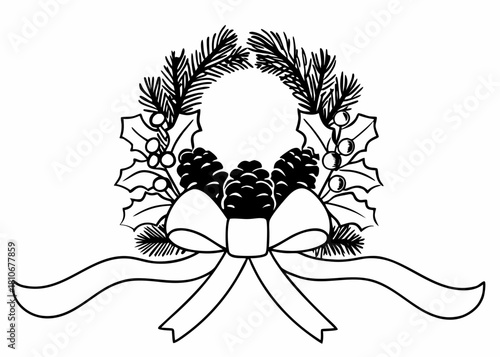 Vintage botanical engraving of a Christmas