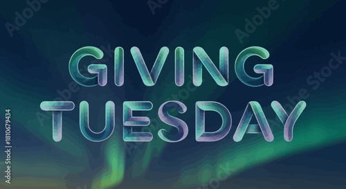 Aurora Ribbon Typography Giving Tuesday Vector — Luminous Atmospheric Gradient Poster