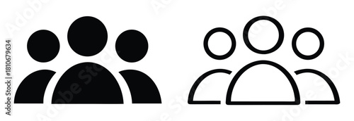 People flat icon. Simple team profile illustrations. Line icon and filled icon. Group profile signs
