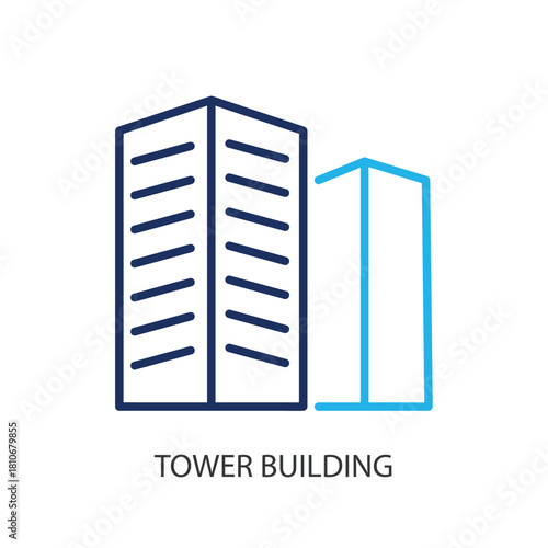 Tower building thin line icons. Original vector illustration.