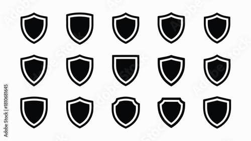 Minimalist black shields with white outlines icon security