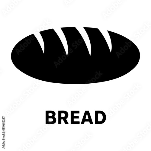 Bakery Icon Vector Illustration of a loaf of bread with visible sliced sections on top, presented in black and white style