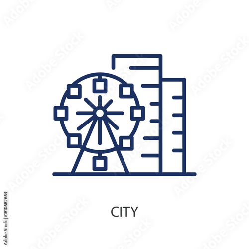 City thin line icons. Original vector illustration.