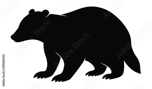 Badger Silhouette Illustration. Forest animal clipart
