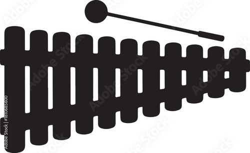 black silhouette of xylophone on white background, vector
