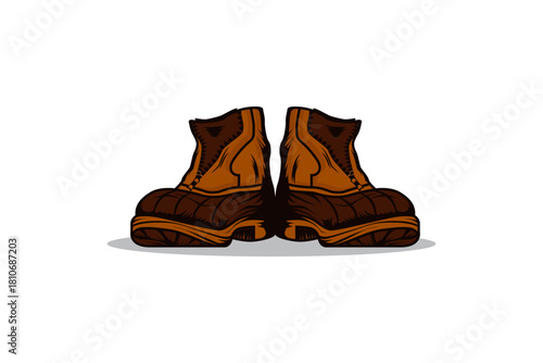 brown boots logo vector design