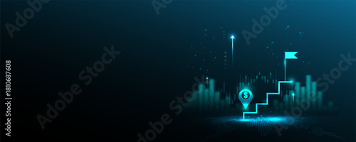 technology background, graph, analysis, financial goals stock trading