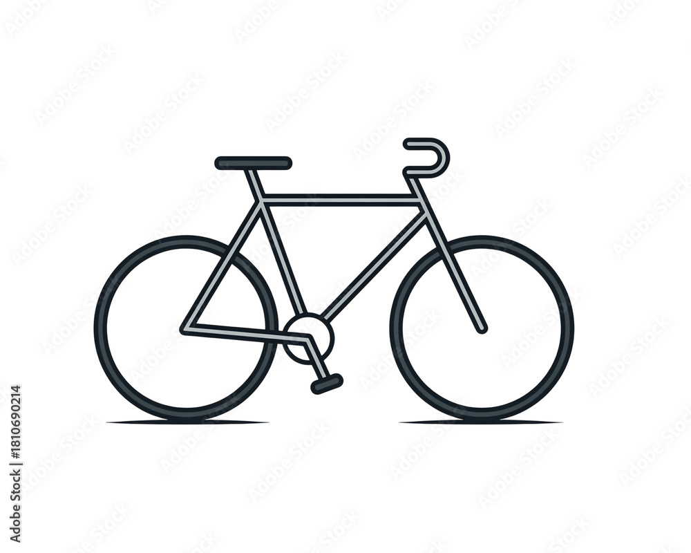Obraz premium Bicycle Icon Vector - Simple Outline Bike Symbol for Cycling Eco Transport.