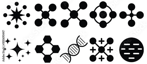 DNA molecular  with ten strands in black and white, editable EPS design ideal for biotech graphics, research presentations, and scientific infographic projects.