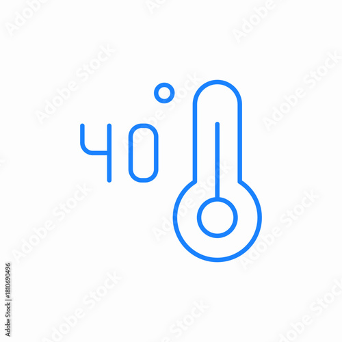 high body temperature fever 40 degrees thermometer icon sign vector