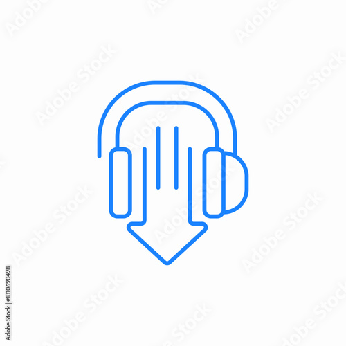 headphone downloading music icon sign vector