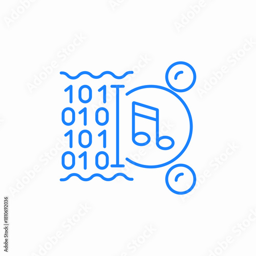 musical note binary numbers icon sign vector