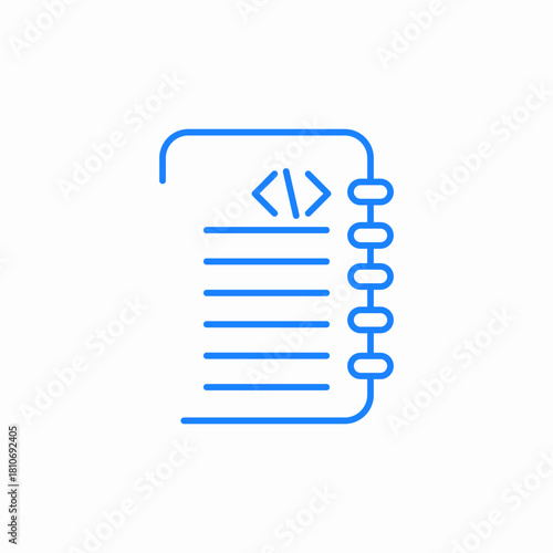 notepad and code page html tags or code icon sign vector