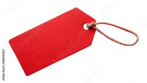 Red price tag isolated on transparent background, perfect for sales and promotions