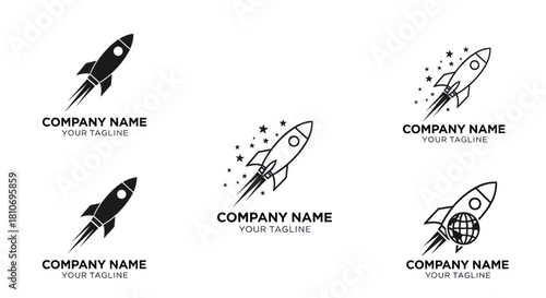 Fototapeta Naklejka Na Ścianę i Meble -  Set of creative rocket ship logo design templates for business.
