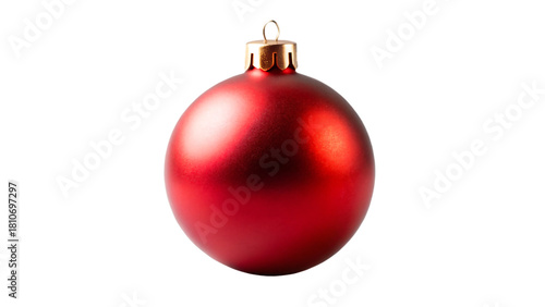 Cuadro en lienzo Red christmas ball isolated on transparent background for holiday decoration