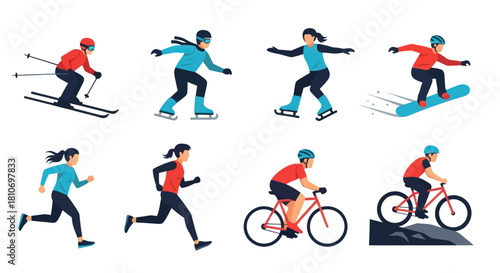 Collection of illustrations depicting various sports activities, showcasing diverse athletic pursuits.