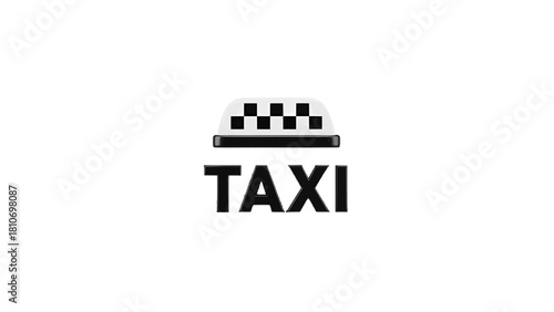 Vector illustration of taxi sign with checker pattern and word taxi below, isolated on transparent background 