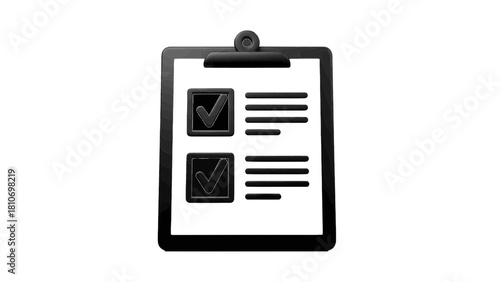 Vector illustration of clipboard icon with two completed checklist items marked with checkmarks, isolated on transparent background 