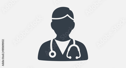 Silhouette of a doctor with a stethoscope around their neck, medical professional.