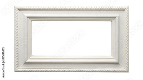 Empty white wooden picture frame isolated on transparent background for mockup