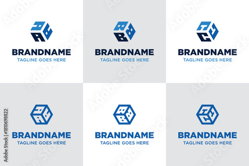 Letters AAA BBB CCC Hexagon Logo Set, symbolizing structure, balance, and geometric modernity