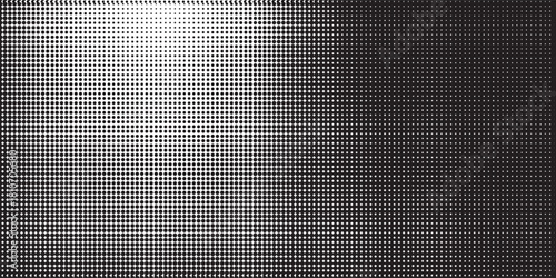 Dotted halftone gradient texture. Vanishing polka dot background. Repeating dots gradation pattern background. Black fading comic pop art overlay backdrop. Raster effect wallpaper. Vector halftone